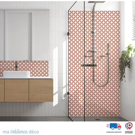 Panneau de douche : Rosaces et couleurs 2 - Couleur Rouge beige - Alu composite - 90 - 245 (1/3)