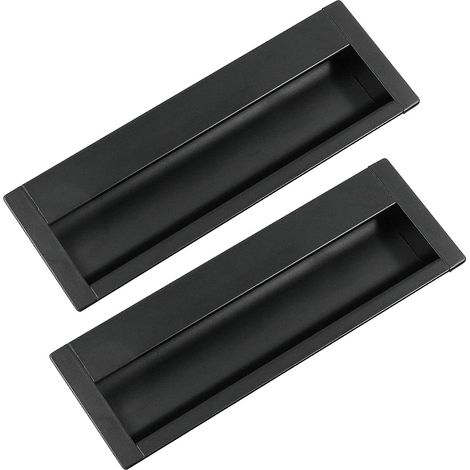 Poignée de porte coulissante encastrée, poignée de meuble avec plaque cachée, pour portes et placards (1/5)