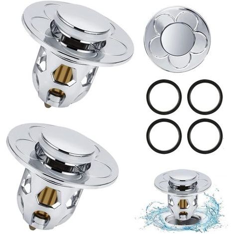 2 Pièces Bonde Lavabo Universel, Bonde de Lavabo Pop-Up avec Filtre Anti-Clogging, pour Baignoire, Cuisine, lavabo (Orifice de vidange 34-40mm) (1/4)