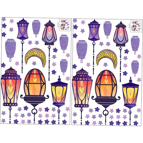 2feuilles Stickers Muraux Étoiles pour Garçon Fille Décoration Murale Chambre Garçon Fille Autocollants Lune et Lanternes Stickers Repositionnables (1/5)