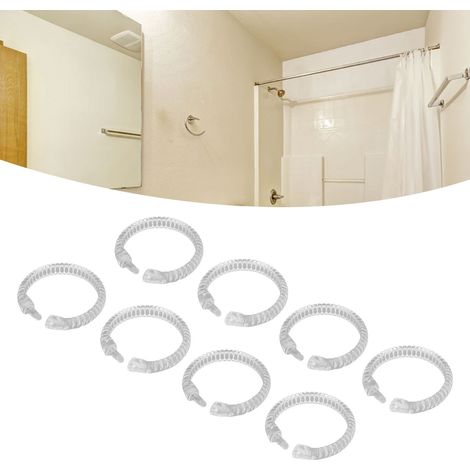 Lot de 24 anneaux de rideau de douche transparents en ABS en forme de O, pour tringle de douche de salle de bain. (1/5)