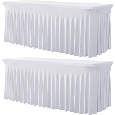 Lot de 2 nappes blanches en spandex pour tables rectangulaires de 183cm, lavables