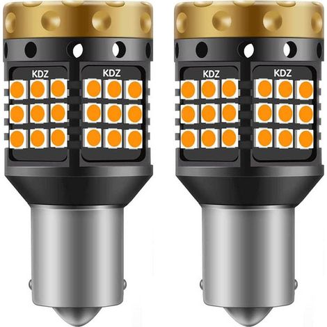1156 BA15S P21W Ampoules Clignotants LED Ambre Jaune Orange 3700LM 3030 45 SMD Canbus Sans Erreur Anti-Hyper Flash (Pack de 2) (1/5)