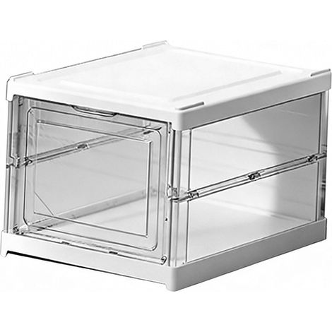 Boîte de rangement à chaussures en plastique transparent, empilable, peu encombrante, pliable, pour baskets, 1 niveau, 25,5 x 34,5 x 19,5 cm (1/5)