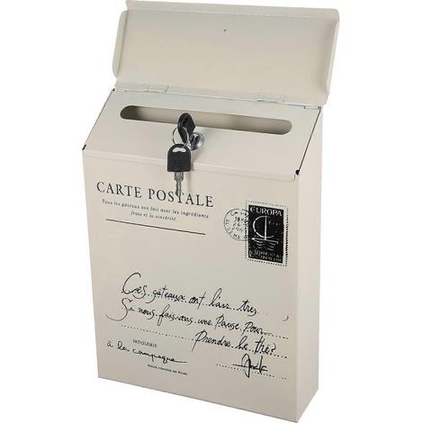 Boîte aux lettres murale verrouillable compatible avec rangement, 1 pièce, en fer blanc. (1/5)