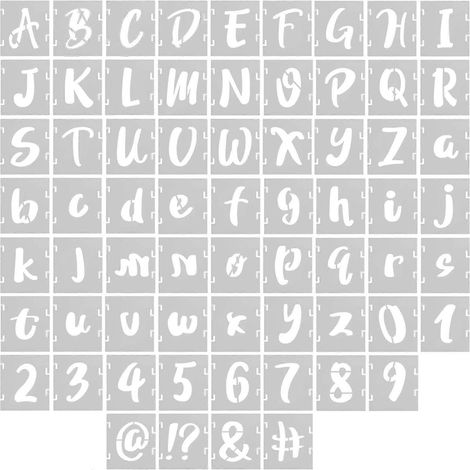 Mabor 66 Pochoirs Lettres 1 pouce POUR Peinture Kit de Gabarits de Dessin Alphabet en Plastique Réutilisables et Emboîtables POUR Peindre sur Bois, Mur, Tableau Noir Fabr (1/4)