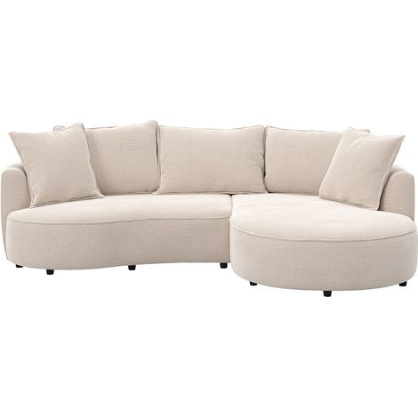 Canapé d'angle droit en tissu chenille beige CEPRANO de Maison Céphy (1/4)