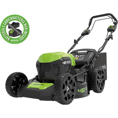 Cortacésped autopropulsado de 48 V, autopropulsado, 46 cm, 3 en 1, sin batería – hasta 600 m² – Greenworks