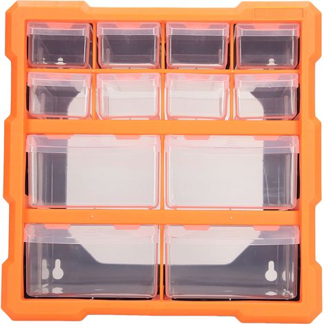 Organisateur de quincaillerie à 12 tiroirs pour bureau, fournitures de bureau et loisirs créatifs - Boîte de rangement translucide pour vis et accessoires - Atelier (1/5)