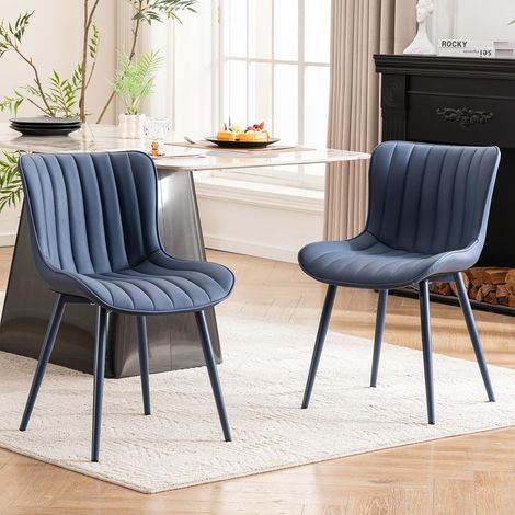 Lot de 2 chaises de salle à manger avec dossier en cuir synthétique (1/5)