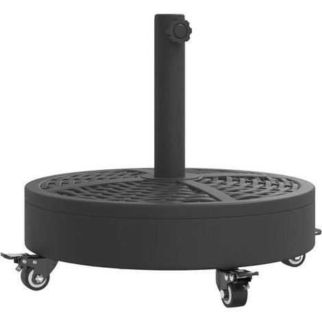 Base de parasol à roulettes, adaptée aux tiges de parasol d'un diamètre de 38/48 mm, pesant 27 kg, ronde. (1/5)