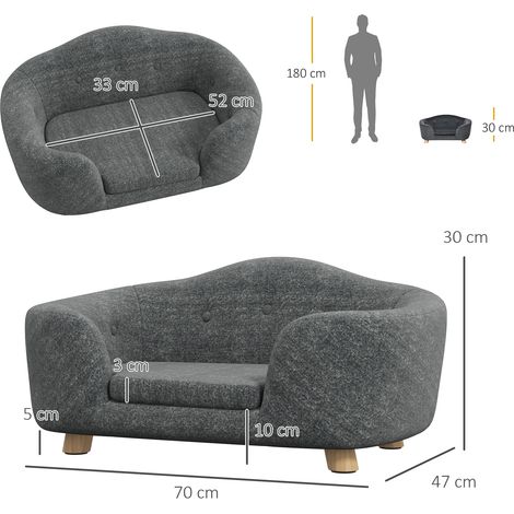 Hundehütte für kleine Hunde (max. 10 kg) mit Kissen. 70 x 47 x 30 cm – Anthrazitgrau (1/5)