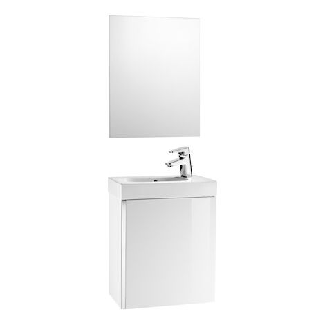 Meuble + lave-mains + miroir 45cm ROCA MINI - Blanc brillant (1/2)