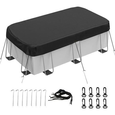 Bâche de Piscine rectangulaire, Noir avec Bordure Orange, Nylon Polyester Robuste, résistante à l'eau, Protection UV, Fonctionnement Manuel, 2,7 x 5,5 m (1/5)