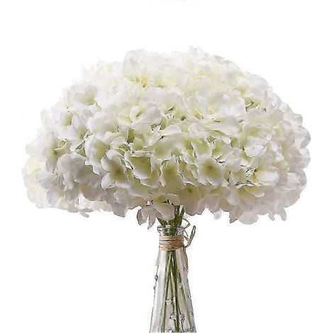 Lot de 5 fleurs d'hortensia artificielles en soie avec tiges pour la décoration intérieure-AquaForge