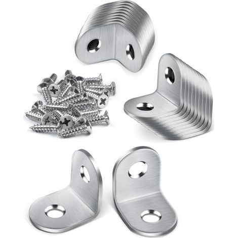 20 Pcs Metal Corner Brace, 20×20mm Corner Brace, 90 Degree Corner Brace, Stainless Steel Corner Brace with 40 Screws, Small Metal Corner Brace for Fixing Wooden Furniture