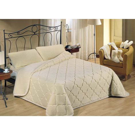 Coperta In Pura Lana Merinos Superwash Trapuntato Modello Nuvol, misuraMatrimonialecoloreNuvol (1/2)