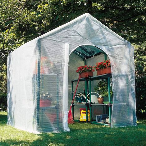 Serra da Giardino a Casetta in PVC con Telo Rama Violetta Verde (1/5)