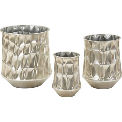 Ensemble de 3 vases argentés P/Silver, dimensions : Ø 35 x 38,5-27,5 x 33-18,5 x 26,5 cm (1/5)