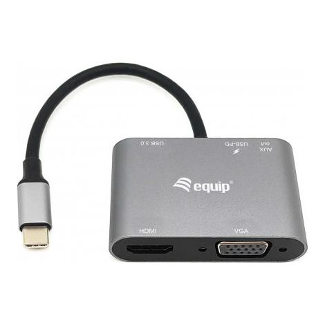 Equip 133483 replicatore di porte e docking station per laptop Cablato USB 3.2 Gen 1 (3.1 Gen 1) Type-C Nero, Grigio (1/4)