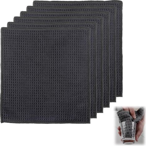 Lot de 6 Torchons de Cuisine en Microfibres, Chiffons de Vaisselle Multifonctionnels Serviettes de Cuisine Chiffon de Nettoyage 20x20 cm Tissu Alvéolé Lavables Absorbants et Non Pelucheux (1/5)