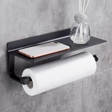 Porte Sopalin Mural Essuie Tout Distributeurs Dérouleur Essuie Tout 33cm, Métal, Porte-Papier de Cuisine Noir (1/4)