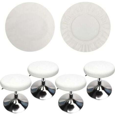 (4 Pièces Blanc)Housse Tabouret Rond Housse Tabouret de Bar, Tissu de Luxe, Diamètre 30-40cm, Extensible, Infroissable, Lavable et Anti-Poussière (1/4)