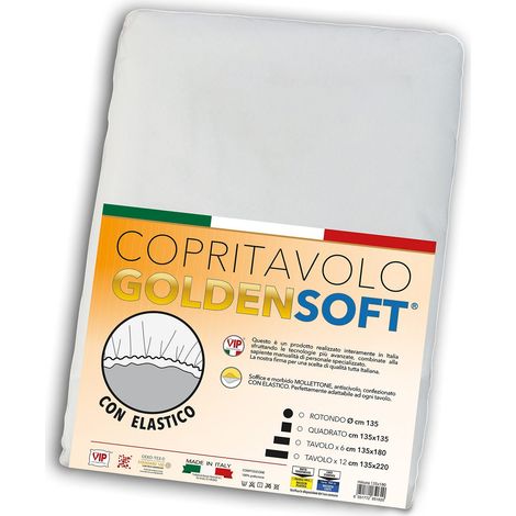 V.I.P. VERY IMPORTANT PILLOW Copritavolo Goldensoft Bianco Quadrato cm 135x135 con elastico (1/2)