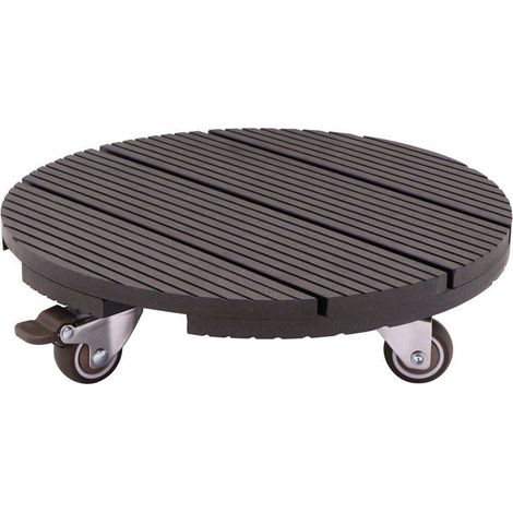 Topfuntersetzer mit Rollen - NATURE - WPC H7,5 x Ø30 cm - 4 Rollen - Anthrazit
