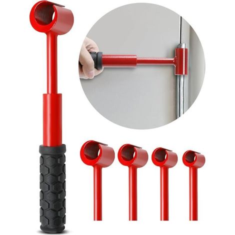 Kit d'outils de réglage de charnière de porte 4 en 1, outil de réglage de charnière rouge multi-tailles pour l'alignement de la porte d'armoire, jeu de clés de réglage de charnière en acier (1/4)