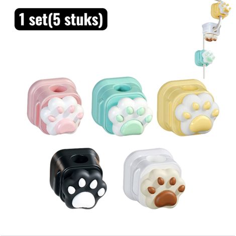 Ensemble de 5 organisateurs de câbles clips de câbles auto adhésifs magnétiques en forme de patte de chat pour chargeurs et câbles de données (1/5)