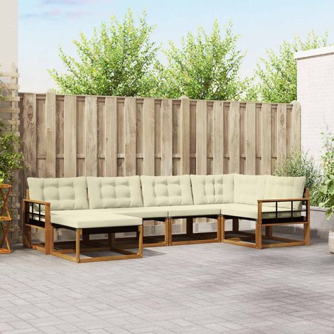 vidaXL Outdoor-Sofagarnitur mit Kissen 6 pcs Natur und Creme (1/5)