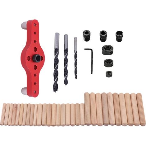 Kit de gabarit de perçage pour étagère flottante avec trois forets (122 x 10 mm, 112 x 8 mm, 92 x 6 mm, etc.), guide de perçage droit pour étagère cachée B (1/4)
