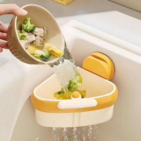 Passoire D'Angle Pour Évier - Ventouse Puissante - Récupérateur De Déchets Alimentaires - Vidange À Une Touche - 1 Pièce (1/5)
