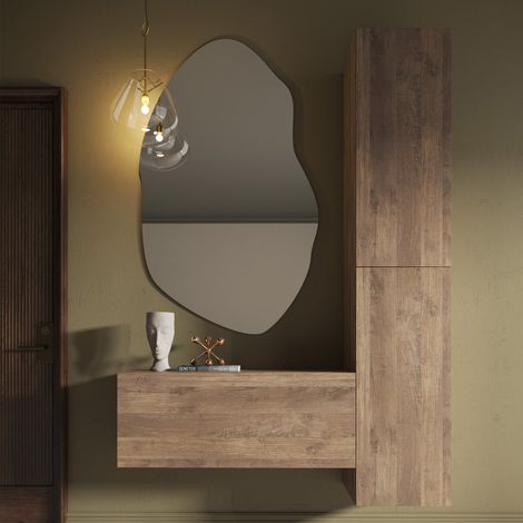 Pared Modular Gavala, Mueble de Salón Ajustable, 3 Estantes, 3 Puertas, Color Nogal (1/4)