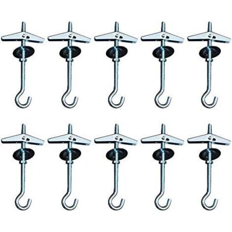 9cm Heavy Duty Crochets De Plafond Swag Suspendus Crochets À Bascule Boulon Ailes Crochet,pour L'installation Au Plafond Suspendu Plantes Fixation Murale Crochets D'orchidées(10)