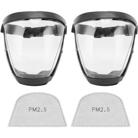 2 pièces Masque de Protection Réutilisable avec Élastique et Filtres en Coton, Transparent pour Adultes en Noir et Blanc (1/5)
