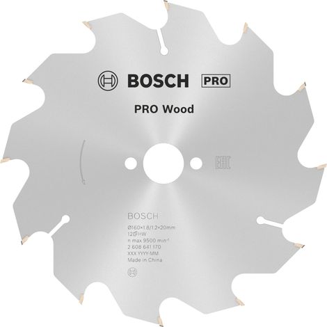 Bosch PRO Wood Kreissägeblatt, 160 x 1,8 x 20 mm, T12