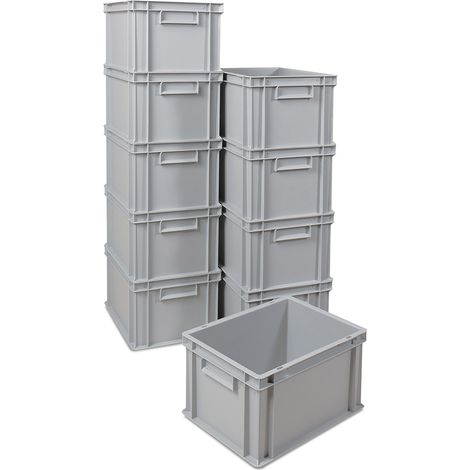 BRB 10x Euro-Stapelbehälter, LxBxH 400x300x235 mm (grau) (1/2)
