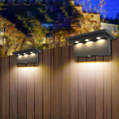 Lot de 2 lampes solaires décoratives étanches pour clôture, jardin ou extérieur. (1/5)