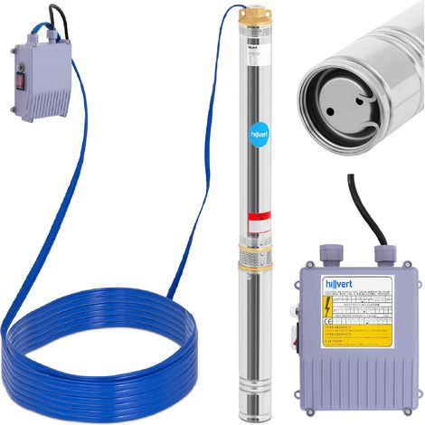 Pompe immergée 1 100 W – Débit 6 000 l/h – Hauteur de refoulement 101 m – Pour eaux chargées jusqu'à 0,25 % de sable – IPX8 – Hillvert