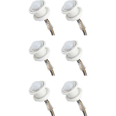 Lot de 6 Détecteurs de Mouvement Mini PIR 110-220V Temporisation Réglable Détection Infrarouge Intelligente (1/4)