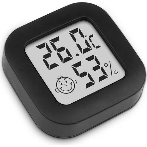 Mini Thermomètre Hygromètre Intérieur Digital à Haute Précision, Thermo Hygromètre Indicateur du Niveau de Confort (4.3cm4.3cm, noir, 1) (1/5)