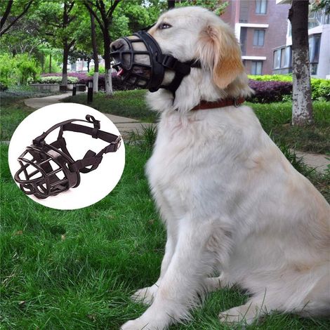 Dog Muzzle for Training Soft Silica Gel Adjustable Anti-Bark Anti-Chew Anti-Bite Muzzle (Black, 6(38-43cm)) (1/5)
