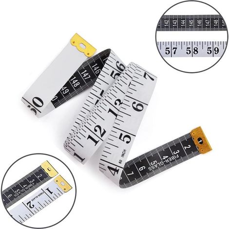 Mètres à Ruban pour Couturier double face,1,5 m 60 Pouce sur Mesure Couturière Tissu Règle,La Blanc Mesure Ruban 1 Pièces (1/4)