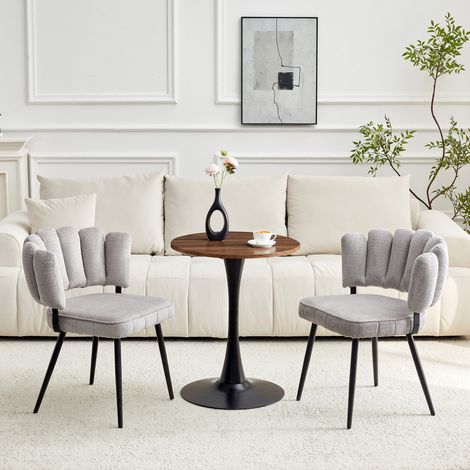 Ensemble table chaises ronde 60 cm MDF gris OKMYHOME (1/5)