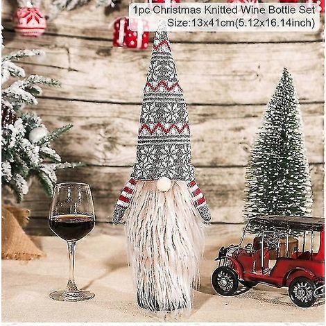 Housse de bouteille de vin de Noël - Décorations de Noël pour la maison 2023 - Ornement de Noël - Cadeaux de Noël et Nouvel An 2024 (1/5)