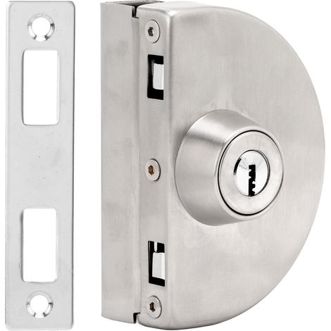 Serrure de porte vitrée demi-ronde en acier inoxydable, verrou simple face pour porte vitrée coulissante de bureau