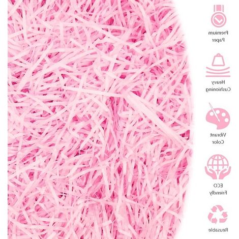 Raphia de remplissage 100 g – Papier déchiqueté décoratif pour paniers et boîtes cadeaux – Matériau de calage pour emballages fêtes et cadeaux – Rose (1/5)