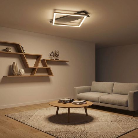 Plafoniera in legno luce grigio champagne LED nero angolare sala da pranzo lampada 52 cm